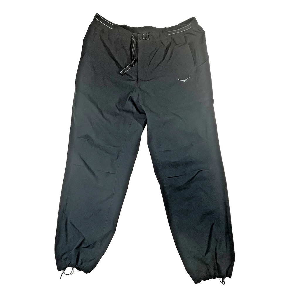 Hoka Woodland Hike Pants Mens XL Black Buckle Belt Adjustable Bungee Hem *Flaw